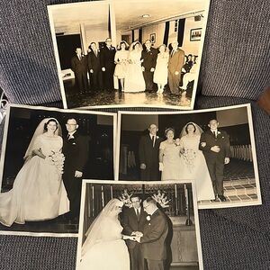 Vintage Black and White Couples Wedding Photos Cabinet Cards Portraits Lot of 38